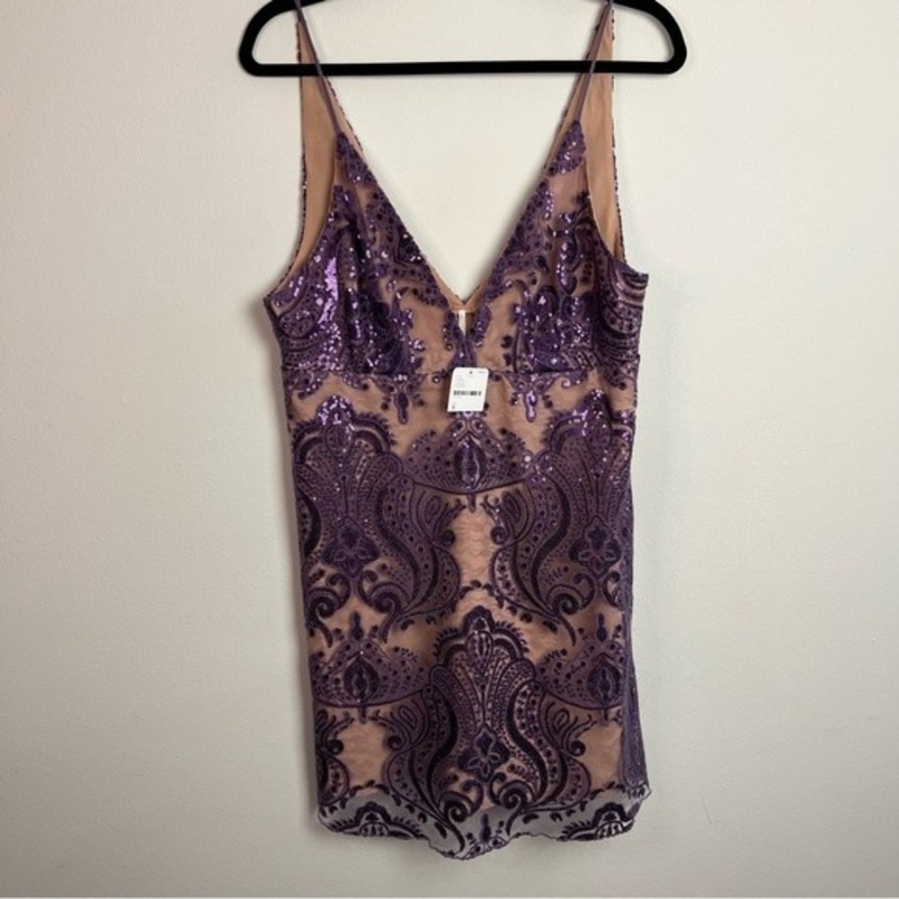 NWT Free People Purple Sequin Mini Dress Size 8 Women - Picture 10 of 12